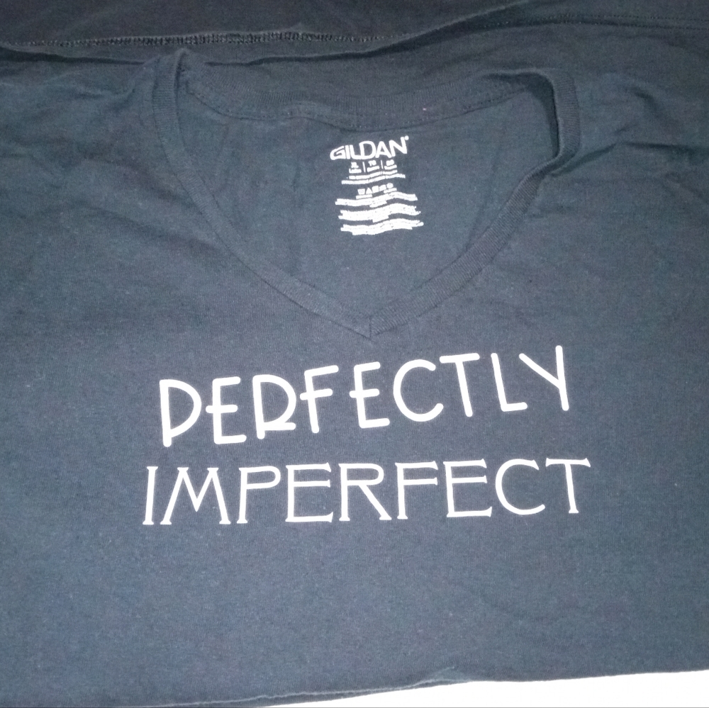 Women's XL V-neck T-shirt -Blue 'Perfectly Imperfect'